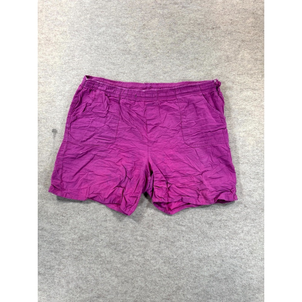 Basic Editions Casual Shorts Womens Large Purple High Rise Summer Elastic Waist
